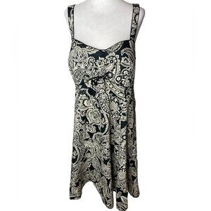 Vintage Y2K R&K Originals Cocktail Dress plus size 16 Paisley black and cream